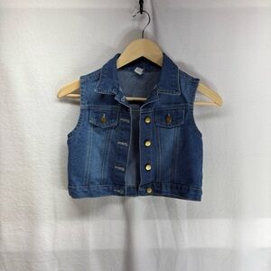 Vintage Blue Denim Vest Youth Sz 10 / 12 Super Cute Girl's